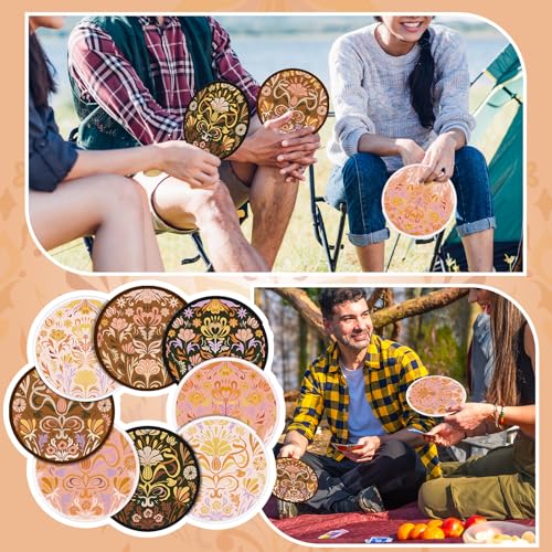 Gejoy 24 Pcs Dawn Dusk Foldable Flying Disc Fans, SummerHand Fans 8 Styles - color: Dawn Dusk