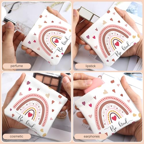 2Pcs PU Leather Small Squeeze Coin Purse Pouch Mini coin Bag Unique And Cute Wallet Cosmetic Bags Change Bag For Women Girls Men （Heart and Rainbow1 - color: Heart and Rainbow1