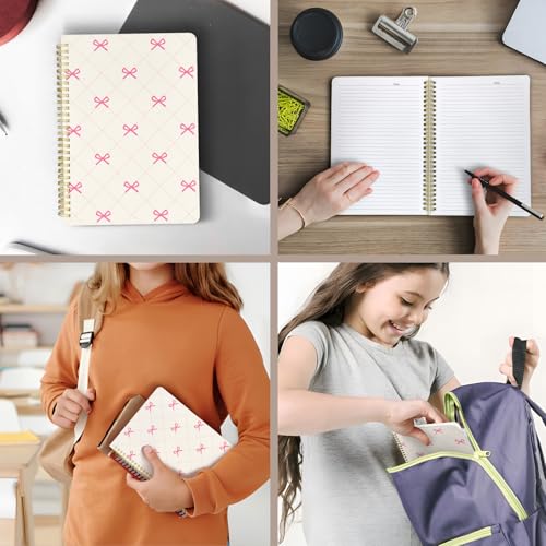 Cute Spiral Notebook Lined Journal B5 Note Book with Pocket, Bow - color: Small Bow