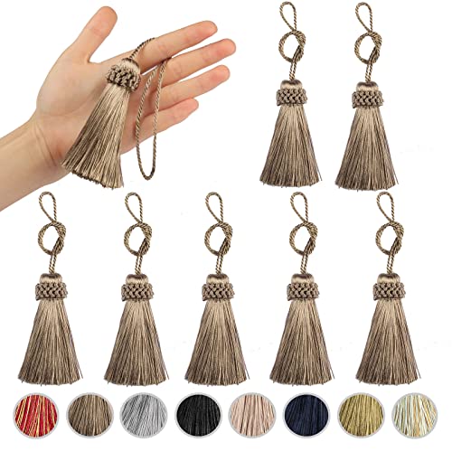 8PCS Tassel Key Colorful Tassel for Cord Loop,Elegant Handmade DIY Craft Accessory Home Decoration (flaxen) - color: Flaxen