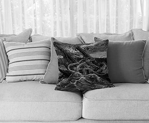 Solekla Ocean Octopus and Ship Pattern Throw Pillow Case 18 x 18 Inch Decorative Cotton Linen Cushion Cover for Sofa Couch Bed - color: Sl198