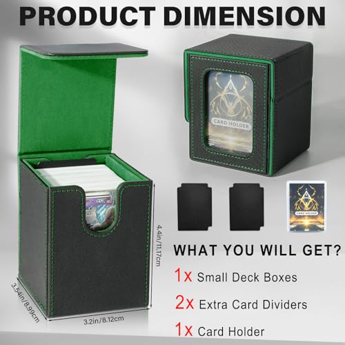 Card Deck Box for MTG Commander, Deck Case Holds 100 Double-Sleeved Cards - color: Black & Green, size: 1 Box