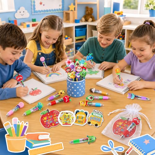 50 Pack Classroom Reward Pens for Students, Cute 4-in-1 Multicolor Retractable Pens, Back to School Gifts, Teacher Appreciation Gifts and Student Prizes - color: Back To School Multicolor