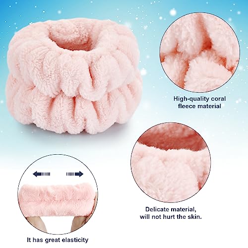 Dorbetar 2 Pcs Microfiber Wrist Towels - Spa Wristbands for Women & Children (Pale Pink) - color: AA-pink, size: 2 Count (Pack of 1)