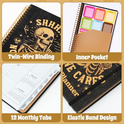 Xqumoi 2027 A5 Planner Funny Skeleton Skull Weekly and Monthly Planner Gift - color: Black Skeleton 2027, size: A5