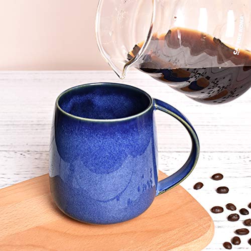 Bosmarlin Ceramic Coffee Mug, Blue Tea Cup for Office and Home, 13 oz, Dishwasher and Microwave Safe, 1 Pack (RoyalBlue(Glossy)) - color: RoyalBlue(Glossy)
