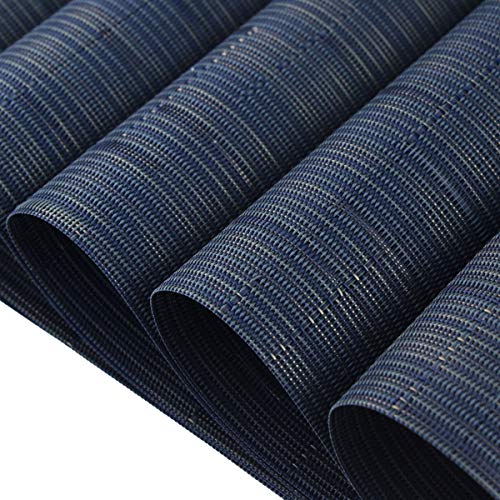 Vinyl Placemats,Washable Table Mats Easy to Clean Woven Placemats for Dining Table Set of 4 (Navy Blue) - color: 03: Navy, size: 4 Placemats
