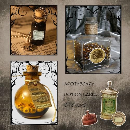 Prstincol 120 Pcs Vintage Apothecary Potion Label Stickers - style: Apothecary Potion Label Stickers 120 Pcs