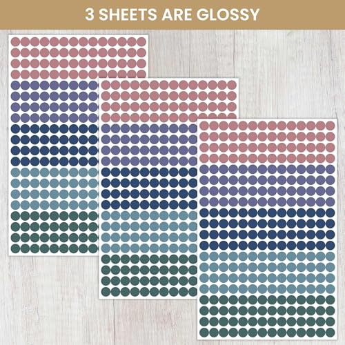bloom daily planners Color Coding Planner Stickers - 1/4" Minimalist Dot Labels - Six Sheets, 1000+ Stickers Per Pack! - Jewel Tones - color: Jewel Tones