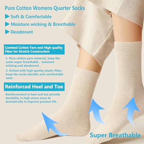 MAGIARTE Womens Mini Crew Cotton Socks,6 Pairs - color: Color#04a Navajo Beige