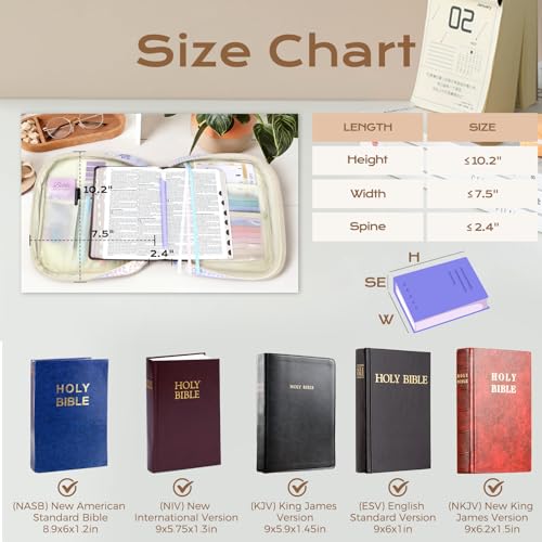 XKDOUS Bible Cover Case for Women Bible Bag Journaling Kit w/Study Supplies - color: Purple Patchwork, size: Large
