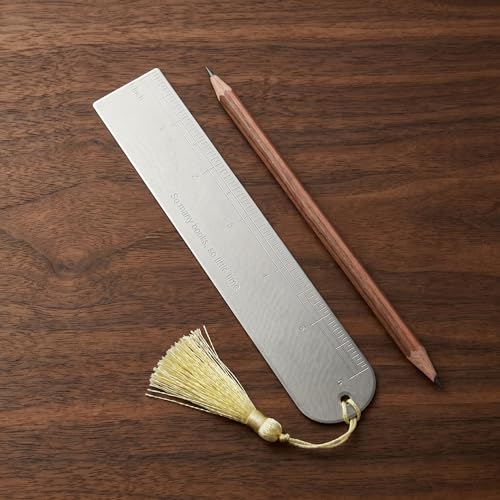 6 Inch Metal Ruler Bookmark, Silver - color: Silver
