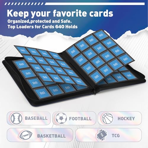 16 Pocket Toploader Binder,Holds 640 TopLoaders (16Dark Blue) - color: 16Dark Blue