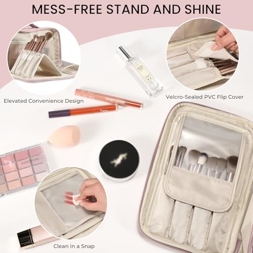HauteHues Travel Makeup Bag Women's Large Capacity Cosmetic Organize Pink - color: Pink