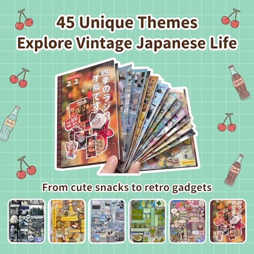 Tmtains 800+Pcs Japanese Sticker Book for Scrapbook Junk Journal (Seasons) - color: Ae-brown