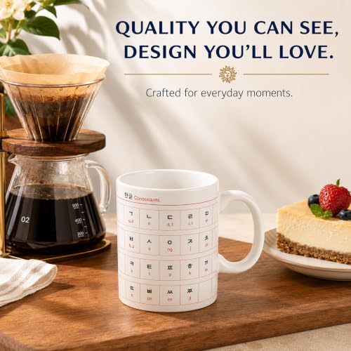 BICETTO Hangul Coffee Mug - Korean Alphabet Cup, K-Pop Gift Manuscript - color: Square Manuscript