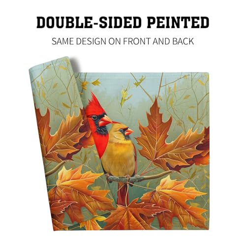 Giwawa Fall Birds Placemats Set of 4, 12"x18" Autumn Trees Maple Leaves Chestnuts Table Mats, Thanksgiving Harvest Heat Resistant Washable Linen Place Mat for Kitchen Dining Holiday Party Decor - color: Fall Birds