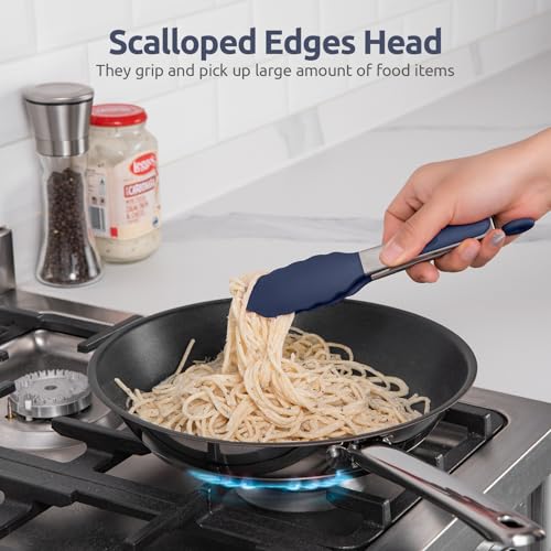 U-Taste Kitchen Tong for Cooking, 600ºF Heat-Resistant, 7in/Midnight Blue - color: Midnight Blue, size: 7 inch