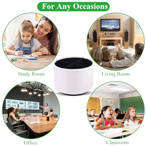 Round Leather Art Supply Organizer,Remote Control Holder,360 Degree Spinning,Multi-Functional Pencil Holder,4 Compartments Desktop Stationary Organizer(1-Lichee White) - color: 1-Lichee White