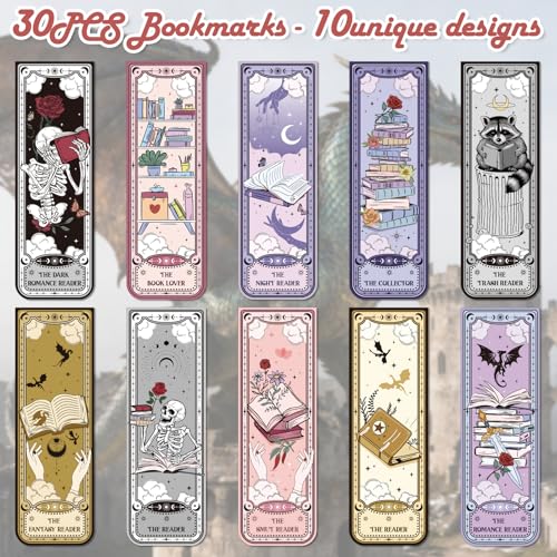 Wxiben 30 Pcs Tarot Fantasy Magnetic Bookmark Dark Romance Book Mark Page Clip - style: Tarot