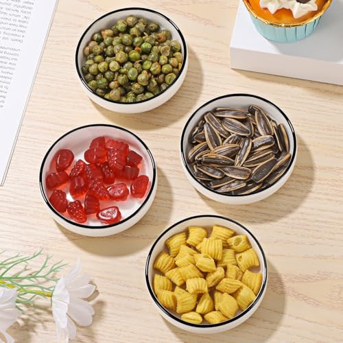 3.35 Inch Ceramic Dipping Sauce Dish Set - 4 Pcs Small Condiment Bowls for Dipping Bowls (2.5oz)