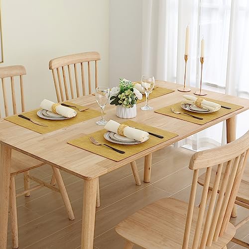 Homaxy PU Faux Leather Placemats for Dining Table, Set of 6, Yellow - color: Yellow
