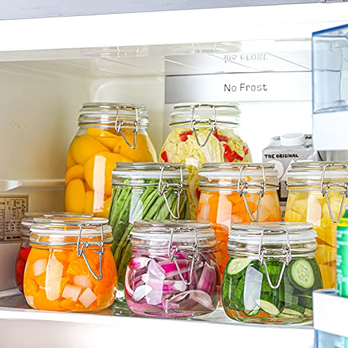 ComSaf Round Small Glass Pantry Jars with Airtight Lids 17 oz 6 Pack - size: 17 fl oz x 6