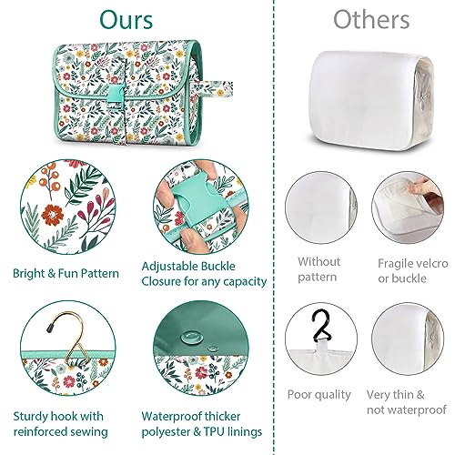 FINTIE Hanging Toiletry Bag Portable Travel Cosmetic Makeup Organizer - color: Spring