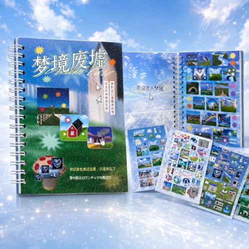 Dreamcore Sticker Book for Journaling & Scrapbooking, 30 Sheets Y2K Kawaii Japanese-Inspired Paper Stickers for Junk Journal Supplies, Planner Decor, - color: Dream