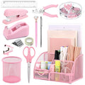 13-in-1 Office Desk Organizer Set for Back to School Supplies Accessories - color: Pink