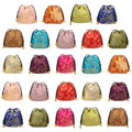 kilofly 24 pc Chinese Silk Brocade Drawstring Jewelry Bag Gift Pouch Value Set - color: Multicoloured