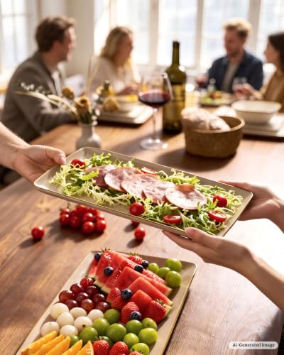 Famiware Serving Platters Set of 3 Sizes - Rectangular, Cinnamon Brown - color: Cinnamon Brown