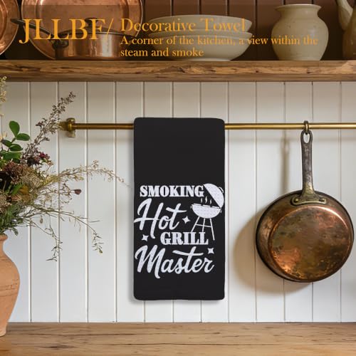 Funny BBQ Grilling Kitchen Hand Towels 16x24 Inch, Father's Day Grilling Gifts for Men Chef, Smoking Hot Grill Master Decorative Hand Towels for Kitchen - color: Master
