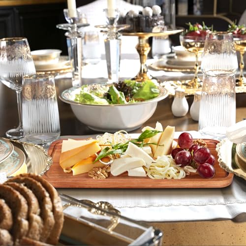 Wooden Serving Platters Long Charcuterie Boards Acacia Wood Decorative Tray - size: 14" × 5.5" × 0.6"