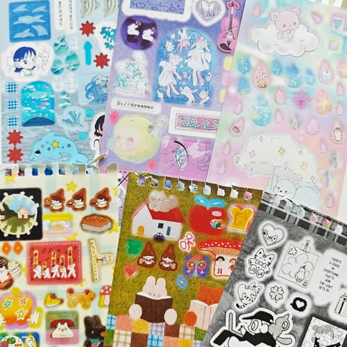 20 Sheets Kawaii Sticker Book Set,500+ Korean Japanese Stickers Book for Journaling,Cute Aesthetic Stickers for Scrapbooking,Planner,Notenook,DIY Craft(Emotional Specimen) - color: Whimsical