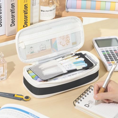 EASTHILL Big Capacity Pencil Case Large Pencil Pouch Stationery Pen Bag for Teen Girls-Black - color: Black