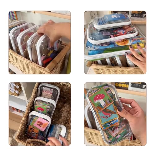Clear Hard Shell Zipper Case,6PCS Transparent Clear Zipper Pouches,Hard Side Plastic Case Set,Portable Travel Storage Organizer Bins - color: 6pcs-LMS