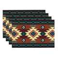 Southwetsern Placemats Rectangle Linen Table Placemet Set of 4 - color: Teal Brown, size: Set of 4