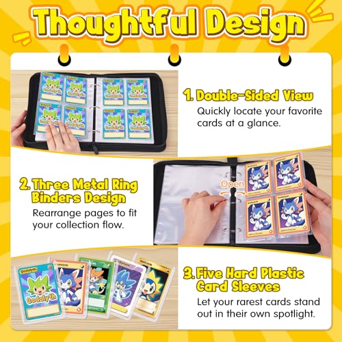 Card Binder, 4-Pocket Design, 400-Card Capacity with 5 Top loaders - color: Classic, size: 4-Pocket