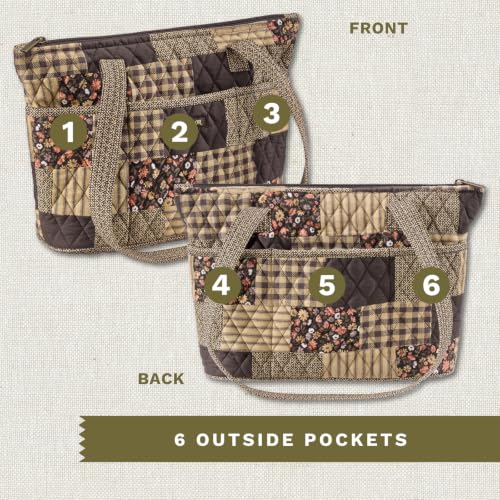Bella Taylor Small Tote, Quilted Shoulder Bag for Women - color: Twilight Garden Patch