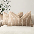 Foindtower Boho Striped Boucle Lumbar Throw Pillow Covers 12x20 Inch Camel - color: Camel, size: 20" x 12" (Pack of 2)