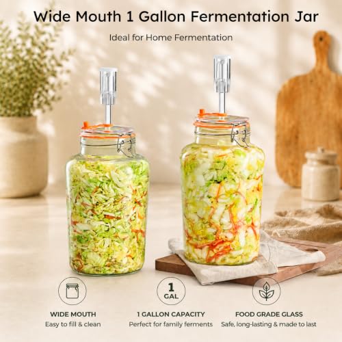 1 Gallon Fermentation Jars with Airlocks & Glass Weights, 2-Pack