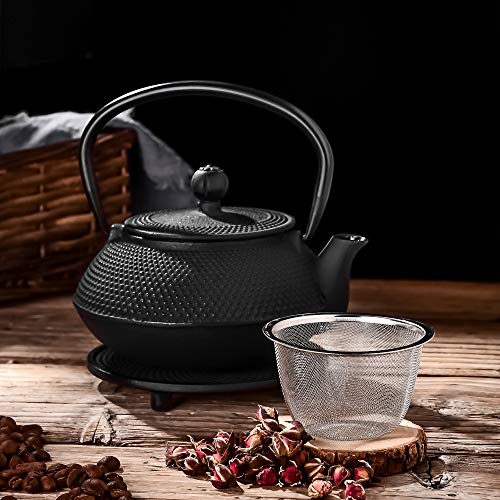 Velaze Cast Iron Teapot Set with Infuser,Japanese Style,2 Cups,700ML,23oz