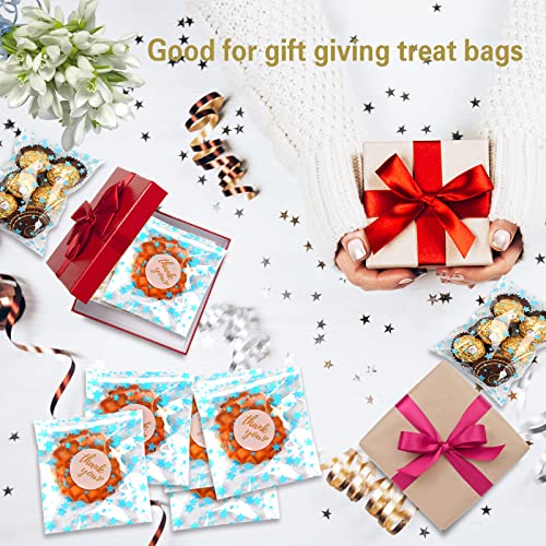 100 Pcs 5x7 In Star Self-Sealing Cellophane Treat Bags, Clear Cookie Bags Candy Bags Resealable Cellophane Gift Bags Goodie Bags Plastic Party Favor Bags for Wedding,Birthday,Baby Shower (Blue) - color: Blue(Self-sealing), size: 5x7 in