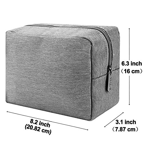 E-Tree Makeup Bag, Big Travel Make up Pouch, Zipper Large Cosmetic Brush Skin Care Case, Toiletry Bags for Traveling Women Man,Tech Electronic Organizer,Small Canvas Storage for Personal Items,Grey - color: Grey, style: 8.2" X 3.1" X 6.3"