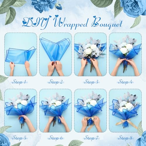 Ctosree 240Sheets Flower Wrapping Paper,Waterproof Korean Bouquet Wrap 23in - color: Navy Blue