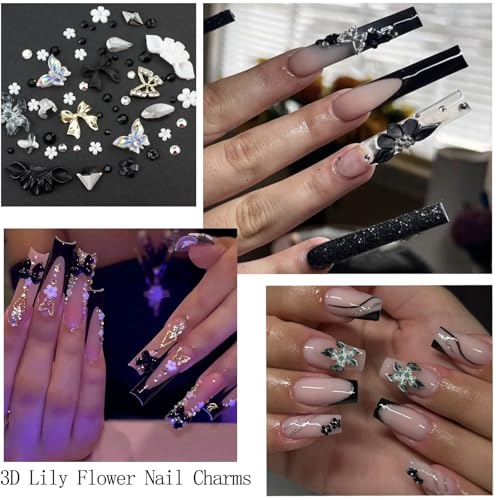 Black Nail Charms Rhinestones for Women Nail Design - color: Colorful-23