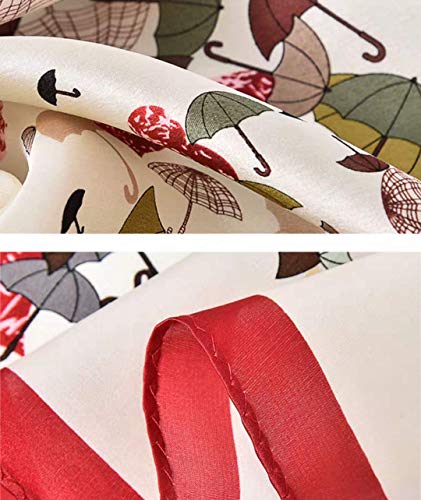 ANDANTINO 100% Mulberry Silk Scarf -21” Square Neckerchief with Gift Packed - color: Beige Red