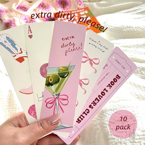 10pcs Cute Bookmarks Set, Aesthetic Bookish Gifts for Women (Pink) - color: Pink
