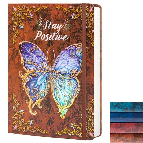 B5 Hardcover Journal for Women & Men -Butterfly Aesthetic Lined Notebook - color: Brown